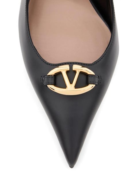 Valentino Garavani calfskin leather slingback VLogoThe Bold Edition pumps 100mm - Black