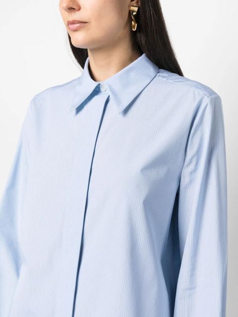 Jil Sander concealed-fastening striped cotton shirt - Blue