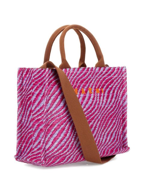 Marni small top-handles wave-print tote bag - Pink