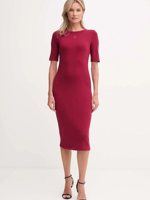 Calvin Klein Jeans sukienka kolor bordowy mini dopasowana LV047D217G - zdjęcie produktu nr 1