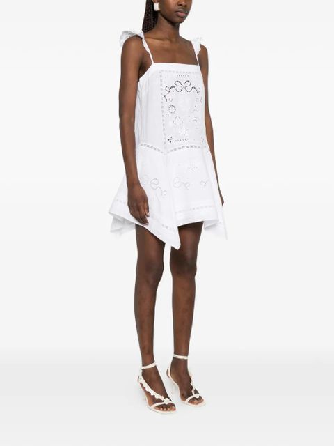 Self-Portrait lace trim mini dress - White