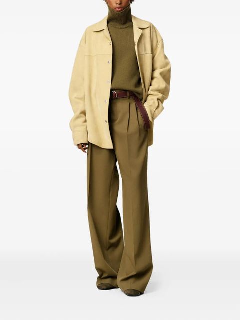 AMI Paris tab-detail wide-leg trousers - Green