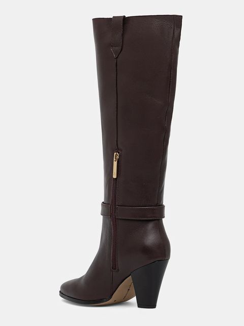 Tommy Hilfiger kozaki skórzane TH T-STRAP LTHR POINTY LONG BOOT damskie kolor brązowy na słupku FW0FW08982 - zdjęcie produktu nr 2