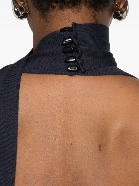 Cult Gaia halterneck fringed dress - Blue