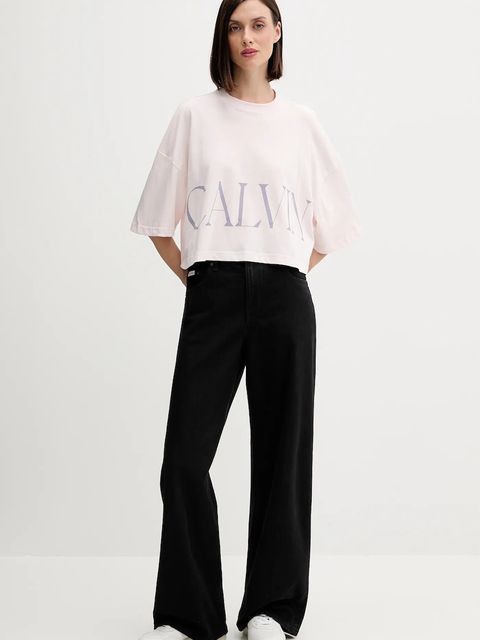 Calvin Klein Jeans t-shirt bawełniany damski kolor różowy LV047D206G - zdjęcie produktu nr 2