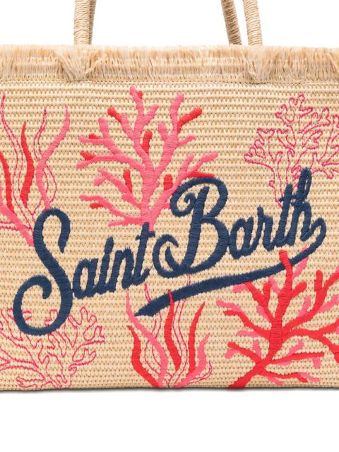 MC2 Saint Barth Vanity coral-embroidered tote bag - Neutrals