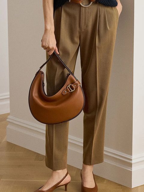 Lauren Ralph Lauren torebka skórzana kolor brązowy 431980156