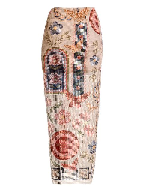 Agua By Agua Bendita Tock Fiore skirt - Neutrals