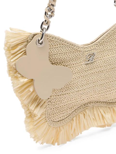 Blumarine Butterfly raffia shoulder bag - Neutrals