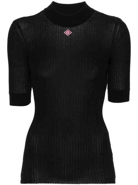 Casablanca logo-patch ribbed top - Black - zdjęcie produktu nr 1