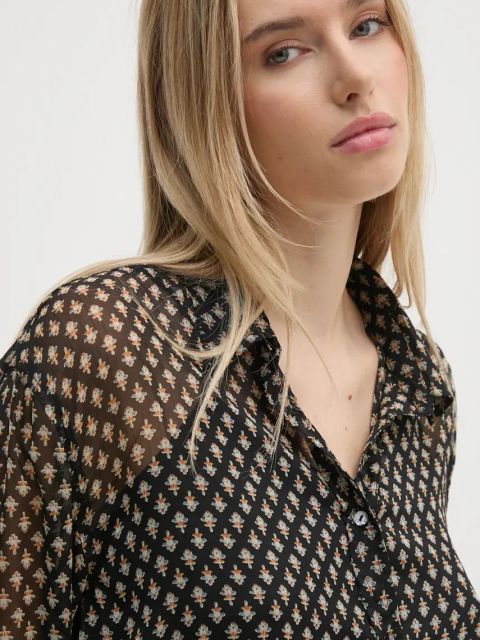 Pepe Jeans koszula SAMANTHA damska kolor czarny relaxed z kołnierzykiem klasycznym PL304931