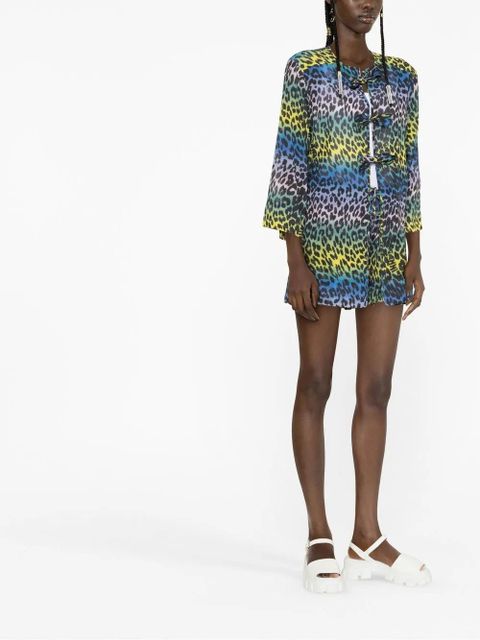 GANNI leopard-print cotton blouse - Blue - zdjęcie produktu nr 2