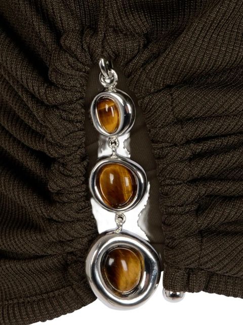 Christopher Esber stone-embellished gathered top - Brown