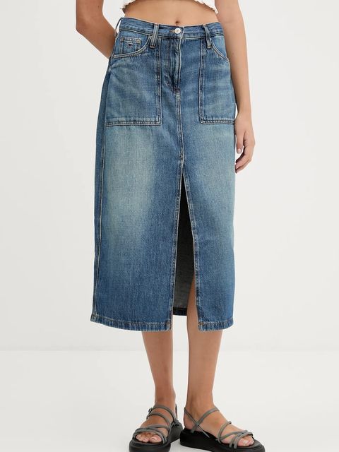 Tommy Jeans spódnica jeansowa kolor niebieski midi prosta DW0DW21070 - zdjęcie produktu nr 1