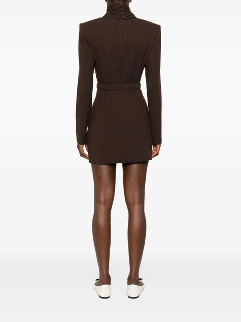 Rowen Rose high-neck belted mini dress - Brown