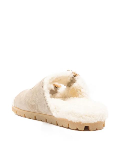 Prada shearling-trim slippers - Neutrals