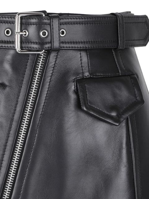 Givenchy zip-fastening belted leather mini skirt - Black