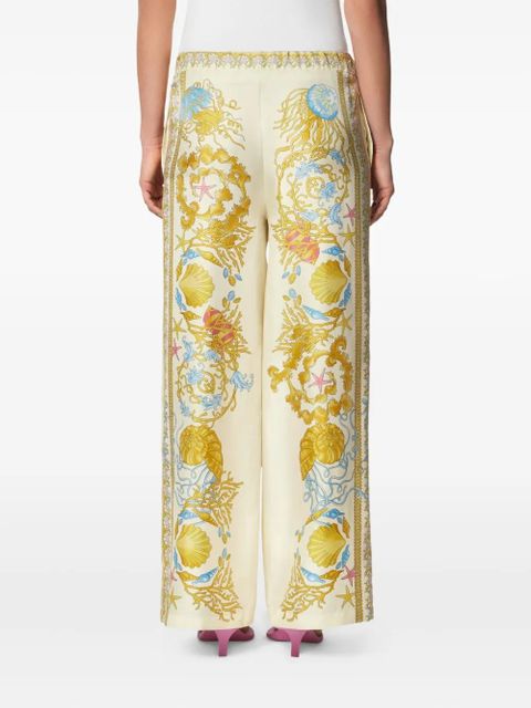 Versace Underwater Barocco silk trousers - Neutrals