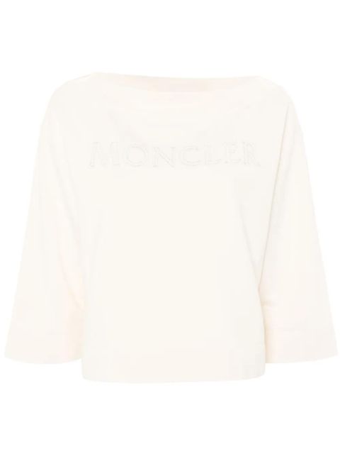 Moncler logo-appliqué boat-neck sweatshirt - Neutrals - zdjęcie produktu nr 1