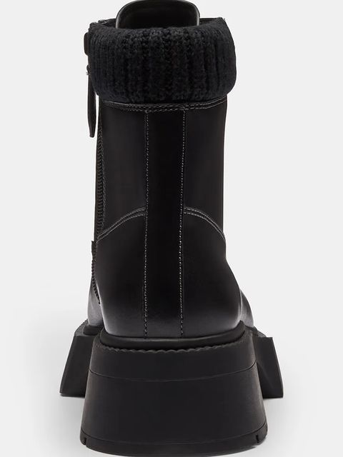 Coach botki skórzane Leah Platform damskie kolor czarny na słupku CCH88