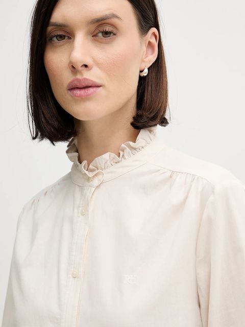 Pedro del Hierro koszula sztruksowa damska kolor beżowy regular ze stójką 6632017