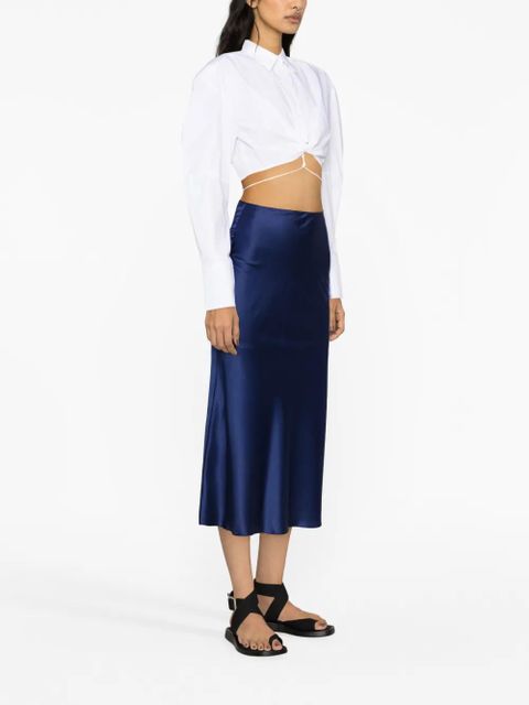 MANURÍ Patricia silk skirt - Blue