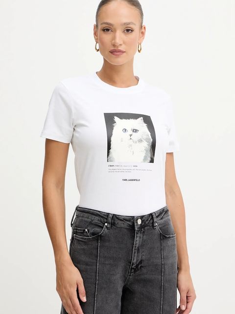 Karl Lagerfeld t-shirt bawełniany damski kolor biały B1W17019 - zdjęcie produktu nr 1