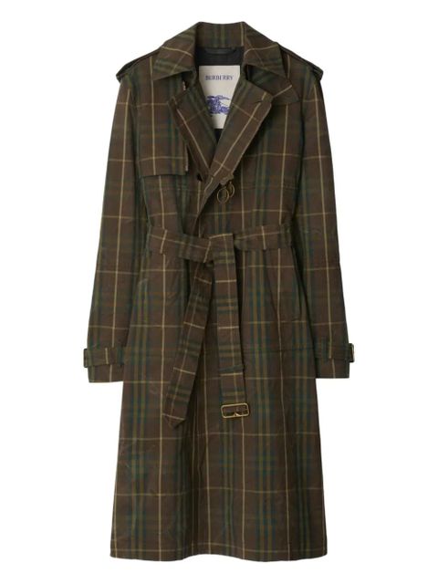 Burberry checked double-breasted trench coat - Green - zdjęcie produktu nr 1