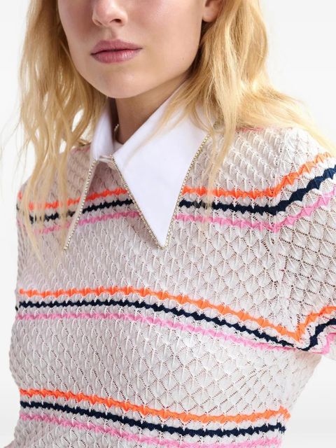 Essentiel Antwerp honeycomb rhinestoned-collar sweater - White