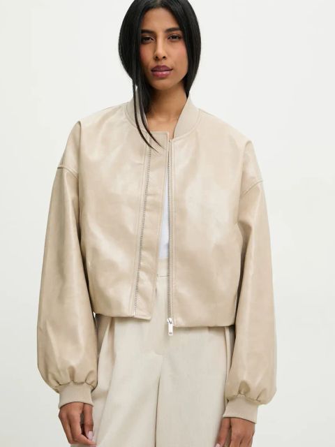 Answear.LAB kurtka kolor beżowy przejściowa oversize