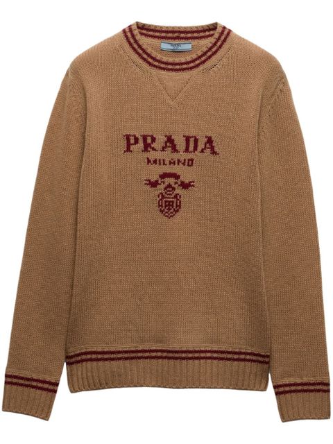 Prada intarsia knitted-logo cashmere jumper - Neutrals - zdjęcie produktu nr 1