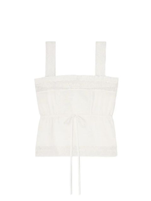GANNI lace-trim drawstring top - White - zdjęcie produktu nr 2