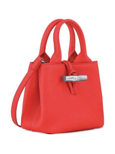 Longchamp mini Le Roseau grained-leather tote bag - Red