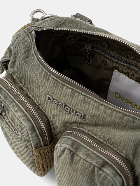 Desigual torebka jeansowa BRAVO HYBRID DENIM HAB kolor zielony 25WAXD03