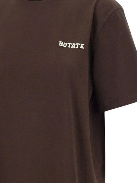 ROTATE BIRGER CHRISTENSEN logo-embroidery crew-neck T-shirt - Brown