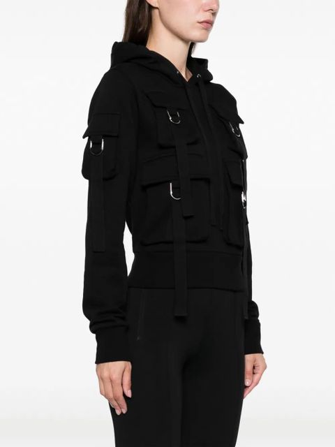Blumarine cargo-pockets cotton hoodie - Black