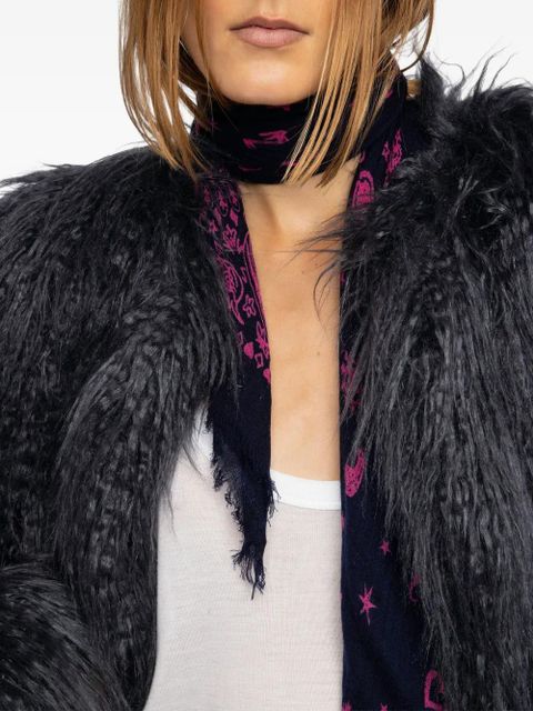 Zadig&Voltaire Nuage fringed printed bandana scarf - Blue