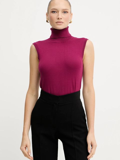 Silvian Heach kamizelka WARMI damski kolor różowy lekki z golfem GPA25037LU - zdjęcie produktu nr 1