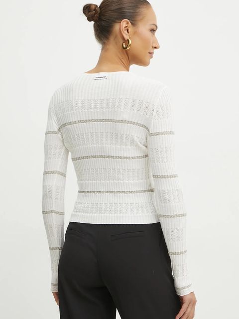 Pinko sweter z domieszką jedwabiu damski kolor biały lekki 104735 A2FC