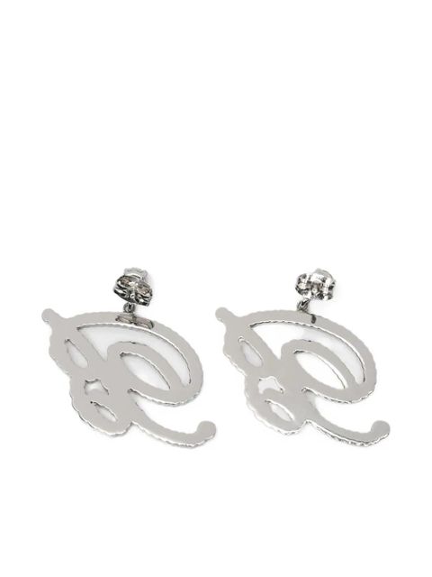 Blumarine crystal-logo earrings - Silver - zdjęcie produktu nr 2