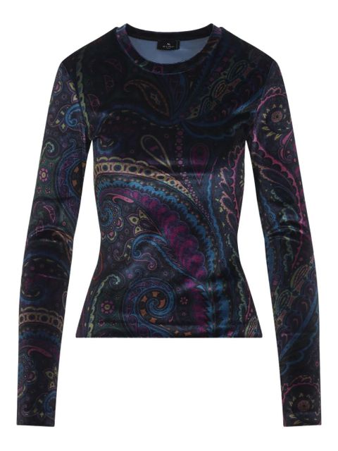 ETRO paisley-print velvet T-shirt - Black - zdjęcie produktu nr 1