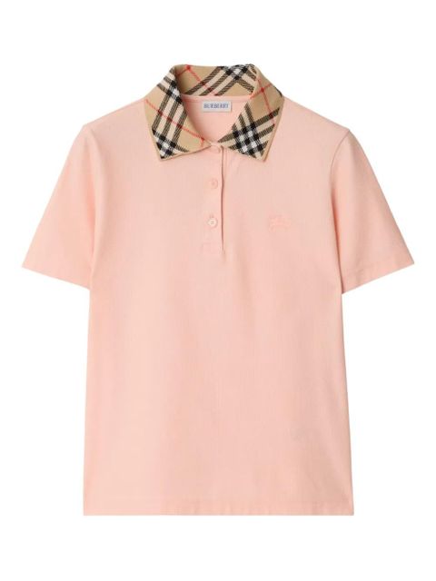 Burberry check cotton polo top - Pink - zdjęcie produktu nr 1