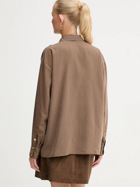 Sessun koszula damska kolor brązowy relaxed z kołnierzykiem klasycznym 25110019