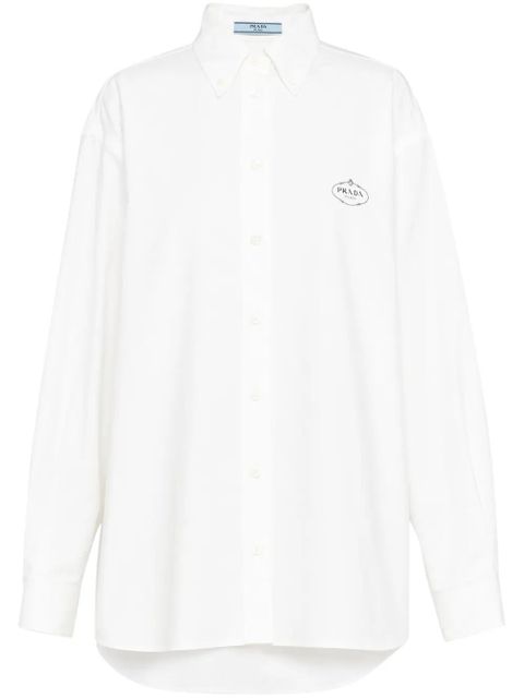 Prada logo-embroidered cotton shirt - White - zdjęcie produktu nr 1