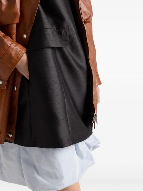 Prada embroidered double shantung dress - Black