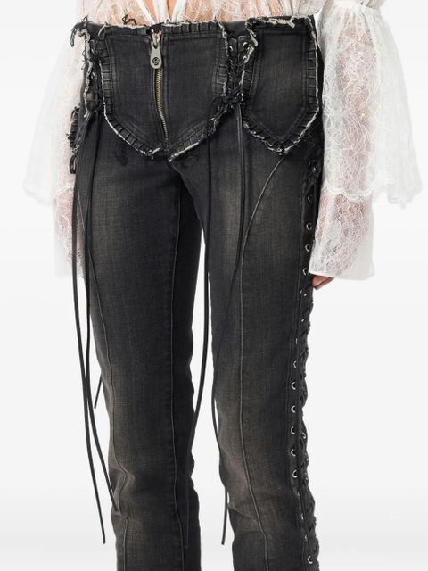 Blumarine lace-up detail jeans - Grey