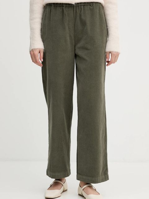 United Colors of Benetton spodnie bawełniane damskie kolor zielony szerokie high waist 494BDF0A7 - zdjęcie produktu nr 1