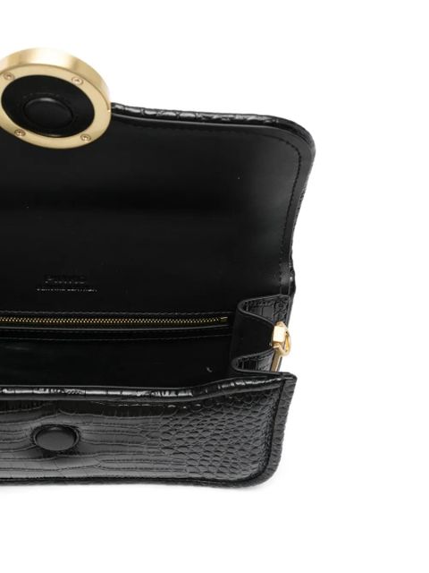 PINKO crocodile-embossed leather cross body bag - Black