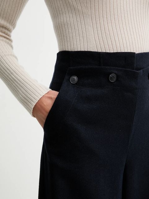 MAX&Co. spodnie damskie kolor granatowy szerokie high waist 2526136124200