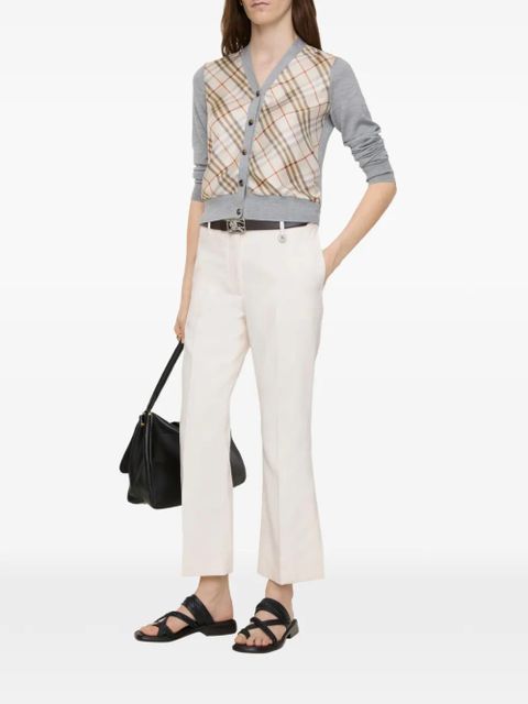 Burberry cropped wool flared trousers - Neutrals